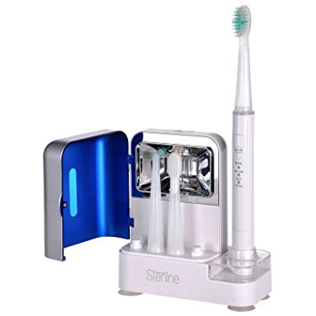 Sterline Sonic Pulse Electric Rechargeable Toothbrush with 3 Brushing Modes, 3 Brush Heads with Replacements and UV Clean Technology