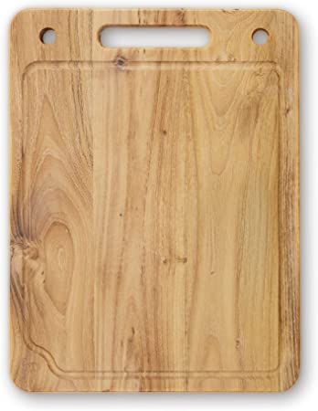 Bamber Medium Wood Cutting Board with Handle Wooden Cutting Board with Juice Groove Meat Bread Kitchen Chopping Board, 11 X 15 Inches