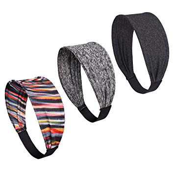 icyzone Sports Headbands for Women - Highly Absorbent Non-Slip Yoga Running Workout Sweatbands(Pack of 3)