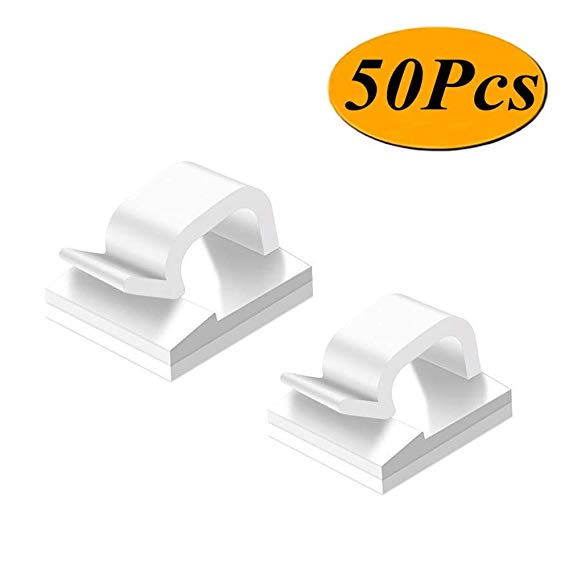 50pcs Adhesive Cable Clips, Wire Clips, Car Cable Organizer, Cable Holder, Cable Wire Management, Cable Holder for Car, Office and Home（Included S Size and Large Size Cable Clips) white …