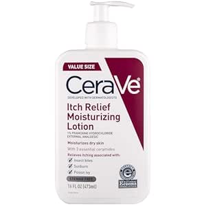 CeraVe Anti Itch Moisturizing Lotion with Pramoxine Hydrochloride | Relieves Itch with Minor Skin Irritations, Sunburn Relief, Bug Bites | 16 Ounces