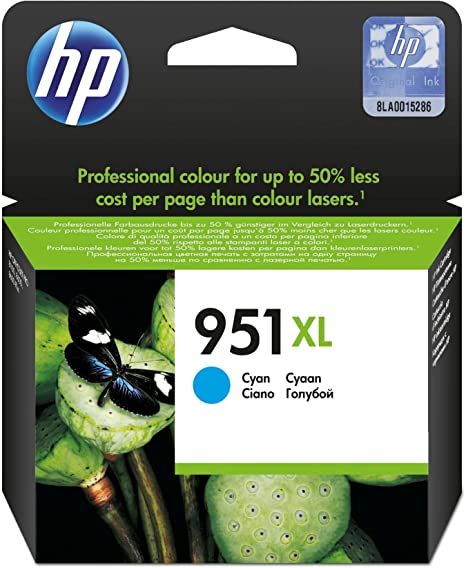 HP 951XL Blue Original High Yield Ink Cartridge Officejet Pro 276dw, 8600, 8610, 8620, 251dw, 8100