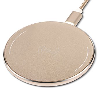 Wireless Charger, Luxsure Qi Wireless Charger Pad for Samsung Galaxy S7/ S7 Edge/ S6 Edge/ S6 Plus, Note 5, Nexus 7 6 5, Nokia Lumia 920, LG Optimus Vu2, HTC 8X and Other Qi-Enabled Devices (Gold)