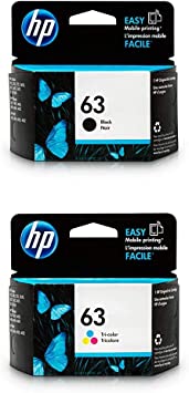 HP 63 | 2 Ink Cartridges | Black, Tri-Color | F6U61AN, F6U62AN | Bundle