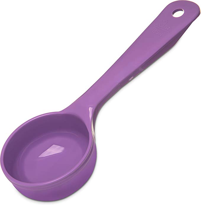 Carlisle 492689 Solid Short Handle Portion Control Spoon, 3 oz, Purple