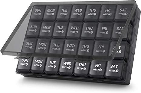 Large Monthly Pill Organizer 28 Day Pill Box Organizerd by Week, TookMag Large 4 Weeks One Month Pill Cases with Dust-Proof Container for Pills/Vitamin/Fish Oil/Supplements