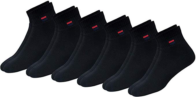 Navy Sport Men's Solid Cushion Comfort Quarter Socks, Pack of 6 (Shoe Size: 7-12)