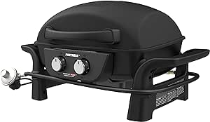 Nexgrill Fortress 2-Burner Cast Aluminum Gas Grill with Gourmet Plus Cooking System, 263 sq. in. Cooking Area, 13,500BTUs, Perfect for Outdoor Grilling, BBQ, Camping, & Tailgating, Black, 820-02005