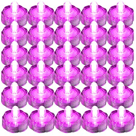 SUPER Bright LED Floral Tea Light Submersible Lights For Party Wedding (Pink, 30 Pack)