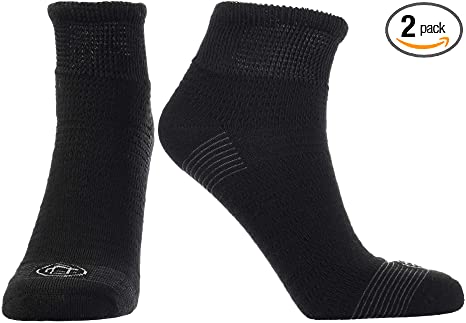 Doctor's Choice Men's Diabetic & Neuropathy Ankle Socks, Quarter Length, Non-Binding with Aloe, and Seamless Toe, 2-Pairs, Black, Mens Large: Sock Size 10-13, Shoe Size 8-12