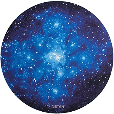 INSTEN Round Galaxy Mouse Pad, Super Smooth Round Mouse Pad, Galaxy Space Planet Moon Design Gaming Mouse Pad for Computers Laptop Desktop with Non-Slip Rubber Base, Blue Starry Night (8.46" x 8.46")