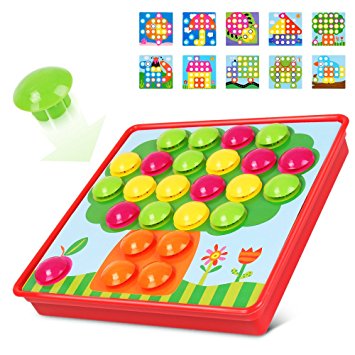 NextX Early Learning Educational Toys -Button Art Mushrooms Nails Preschool games Kid Toys for boys and girls