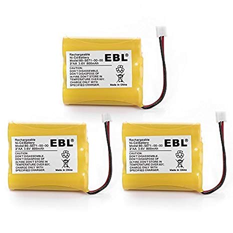 EBL 3 Packs 3.6V 800mAh Cordless Phone Battery Replacement for Vtech 8050710000 80-5071-00-00 Motorola MD-7081 MD-7091MD-481SYS