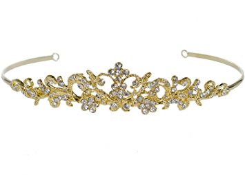 SparklyCrystal Rhinestone Bridal Wedding Prom Gold Crystal Tiara Crown 1037G6