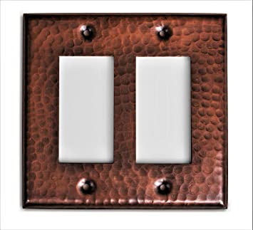 Monarch Pure Copper Hammered Double Rocker Wall Plate / Switch Plate