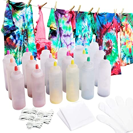 imoli 18 Colors Tie Dye Kit - Kids Tie Dye Art Set, One-Step Adults Fabric Dye Paints Supplies Ideal for Women, Men, Artist, Fashion Festival DIY Gift