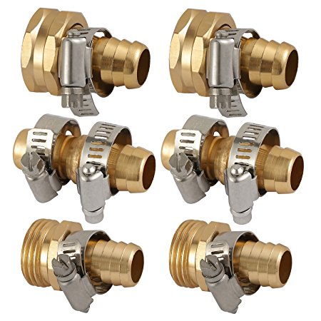 OurRich Garden Hose Connector Alu Hose Mender with Stainless Steel Clamp 5/8" 2Sets