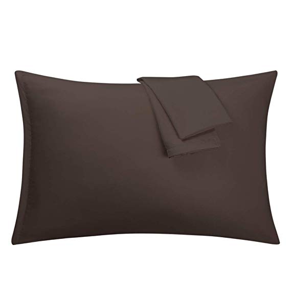 uxcell Queen Pillow Cases Set of 2 Soft 1800 Series Microfiber Pillowcases with Zipper, Wrinkle, Fade, Stain Resistant, Brown 20x30 Pillow Protector Covers