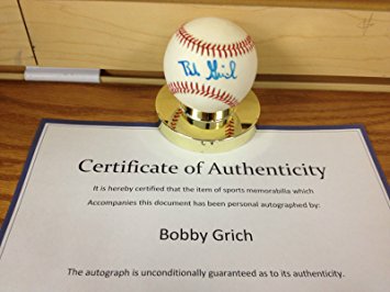 BOB BOBBY GRICH Signed Autograph Ball Baseball Los Angeles California ANGELS w/ COA