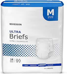 McKesson Ultra Briefs, Incontinence, Heavy Absorbency, Medium, 16 Count, 6 Packs, 96 Total