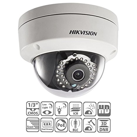 Hikvision DS-2CD2132F-IS 1/3" CMOS 3MP 4 mm IR Fixed Focal Lens Dome Camera HD Waterproof Security Network Cctv IP Camera with Audio and Alarm Fuction - Perfect Security System for Indoor and Outdoor (Support POE)