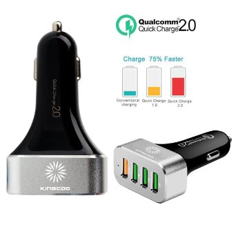 Quick Charge Car Charger, KINGCOO Quick Charge 2.0 54W 4 Ports USB Rapid Turbo Car Charger for Samsung Galaxy S7,iPhone 6S / iPhone SE,iPad Pro / iPad Air 2, LG G5, HTC 10, Huawei P9