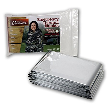Emergency Thermal Blankets - Grizzly Gear - Folds to 52" X 84"