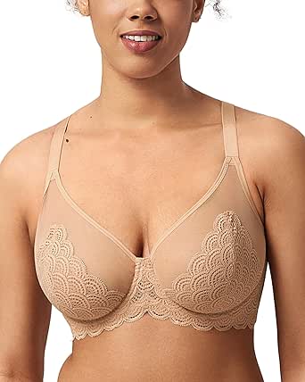 HSIA Minimizer Bra for Women - Plus Size Lace Bra Womans Full Coverage Bras Unlined Underwire Bra for Heavy Breast