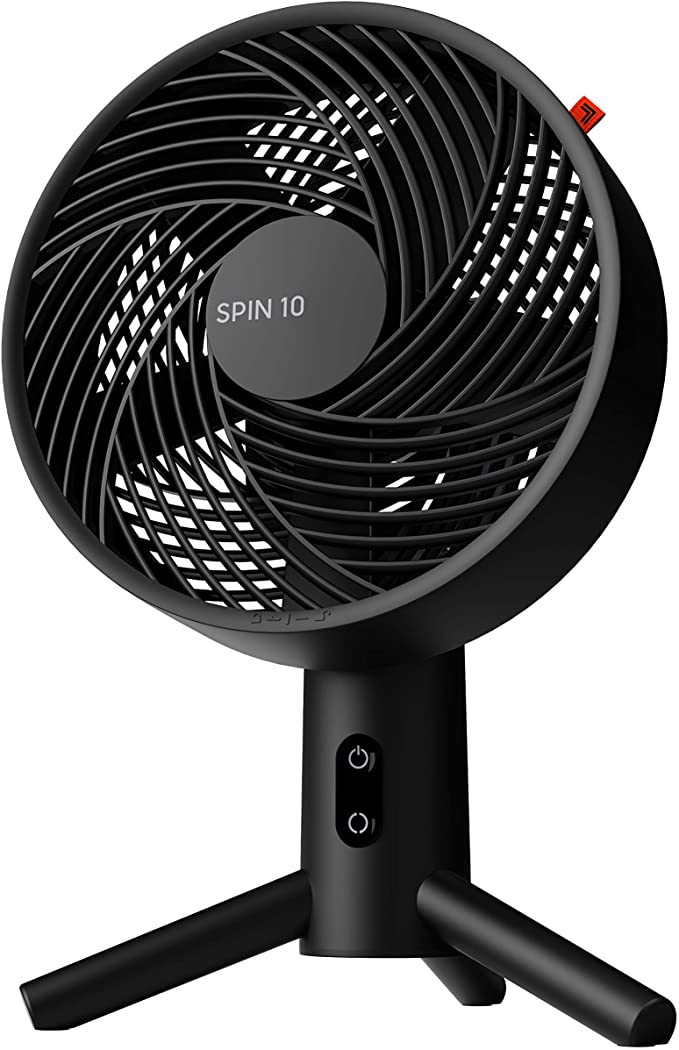 Sharper Image Spin 10 Oscillating Desktop Fan with 3 Speeds, Compact, Black