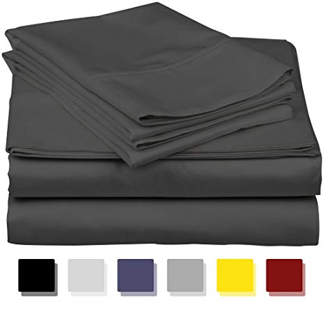 Mayfair Linen Hotel Collection 100% Egyptian Cotton - 500 Thread Count 4 Piece Sheet Set- Dark Grey, Size King