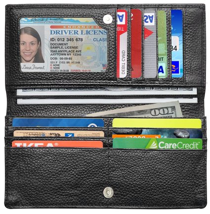 RFID Wallet Womens RFID Blocking Genuine Leather Bifold Slim Wallet Clutch Purse