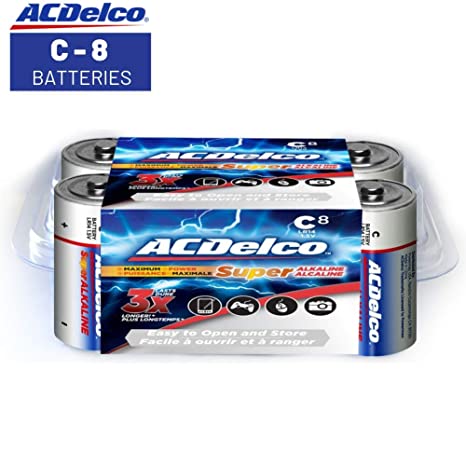 Acdelco C Alkaline Batteries in Reclosable Storage Box, 8 Count