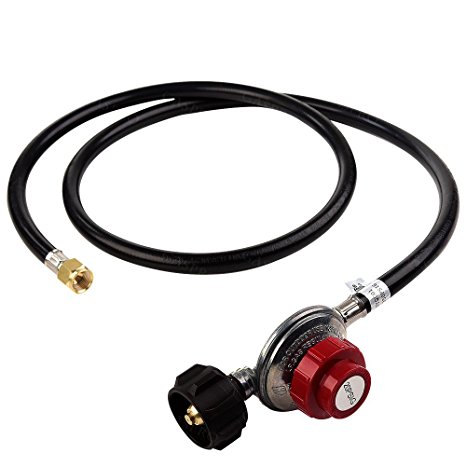 GASPRO 5FT Adjustable 0-20PSI High Pressure Propane Regulator with CSA Certified LPG Hose for QCC-1/Type-1 Tank and Gas Grill-3/8inch Female Flare Nut