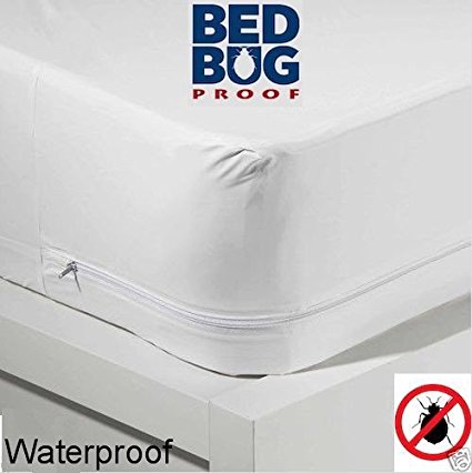 Twin Size Zippered Mattress Cover Vinyl Keeps Out Bed Bugs & Dust Mites Water Resistant Protector 10" Wide 75" X 39"