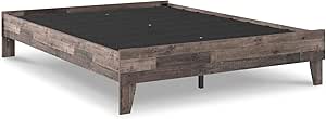 Signature Design by Ashley Neilsville Butcher Block Style Platform Bed, Queen, Rustic Gray