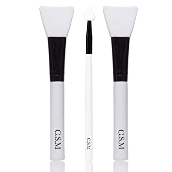 CSM Face Mask Brush Set - Silicone Makeup Applicator and Facial Mask Brush for Applying Your Mud Mask, Peel, Lotion, Body Butter, Serum, Clay, Serum Facial Skincare Products - 3 Soft Silicone Brushes