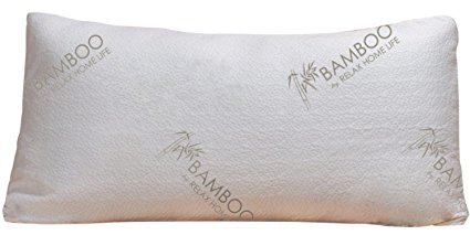 Bamboo Pillow | Shredded Memory Foam | KING | Stay Cool Removable Bamboo Cover | Hypoallergenic and Dust Mite Resistant | Best Pillow for Stomach, Back, and Side Sleepers | Relax Home Life (King)