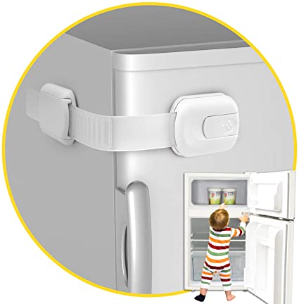 Baby Proofing Child Safety Cabinet Locks (10 Pack) Baby Proof Door Locks for Cabinet, Fridge, Cupboard, Toilet, Drawer and Closet with Extra 3M Adhesive, Essential Baby Safety Item for Toddler - White