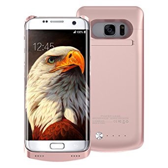 S7 Edge Battery Case,BEAOK Premium 5200mAh Portable Charger Battery Pack External Battery for Samsung Galaxy S7 Edge Slim Rechargeable Power Case(Rose gold)