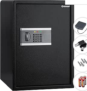 KESSER® Elektronischer Tresor | 40x50x40cm | Inkl. Batteriebox | Elektronischer Safe | 3x Doppelbolzenverriegelung | Boden Wandtresor | Möbeltresor | Innenbeleuchtung | Panzerschrank Zahlenschloss