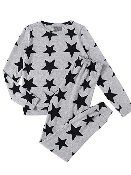 DIDK Women's Allover Star Print Sweatshirt & Sweatpants Pajama Set