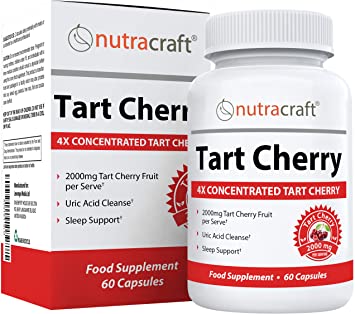 #1 Tart Cherry Extract | 2000mg 4:1 Concentrated Tart Cherry for Uric Acid Cleanse, Inflammation & Sleep Support | No Fillers or Additives | 1 Month Supply (Non-GMO)