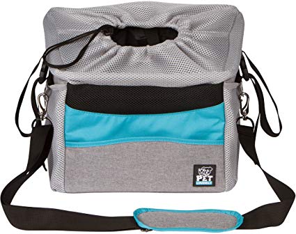 Pet Carrier Bicycle Basket Bag for Dogs & Cats | Adjustable Size,Comfy & Padded Shoulder Strap, Secure Top Drawstring, Removable Inner Pad & Side Pockets | Travel with Your Pet Safely