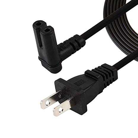TV Power Cord,6-Feet US 2 Prong to IEC 320 C7(Figure 8) Right Angle-Down Angle AC Power Cord, Upward Downward Angled Figure 8 (C7) Replacement Cord for LED LCD TV Monitor,Sony PS,Slim Edition Devices