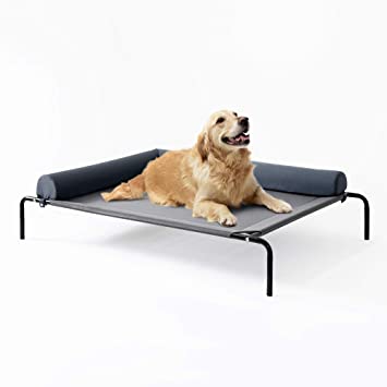 Love's cabin Bolster Elevated Dog Bed, 49in Pet Dog Beds for Extra Large Medium Small Dogs - Portable Dog Cot for Camping or Beach, Durable Fall Frame Raised Dog Bed with Breathable & Removable Mesh
