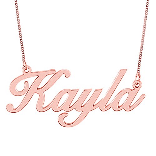 HACOOL 18k Rose Gold Plated Sterling Silver Name Necklace - Custom Made with Any Name