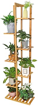 MUDEELA 7 Tier Bamboo Plant Stand, Indoor Tall Plant Stand for Living Room Corner, Multiple Flower Pot Holder Shelf, Tiered Potted Plant Rack, Outdoor Ladder Planter Stand, Plant Table