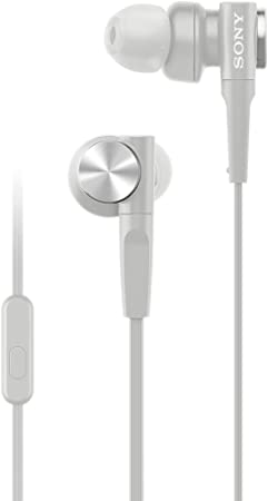 Sony MDR-XB55AP In-Ear Extra Bass Headphones with mic for phone calls - White