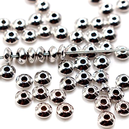 40pcs Genuine 925 Sterling Seamless Silver Saucer Rondelle Beads Spacer for Jewelry Making Findings Platinum Plated (24mm)