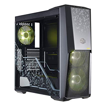 Cooler Master MasterBox MB500 TUF Gaming Alliance Edition ATX Mid-Tower with Two RGB Fans Plus RGB Controller, 4mm Tempered Glass Side Panel and Unique Front Panel Design Case